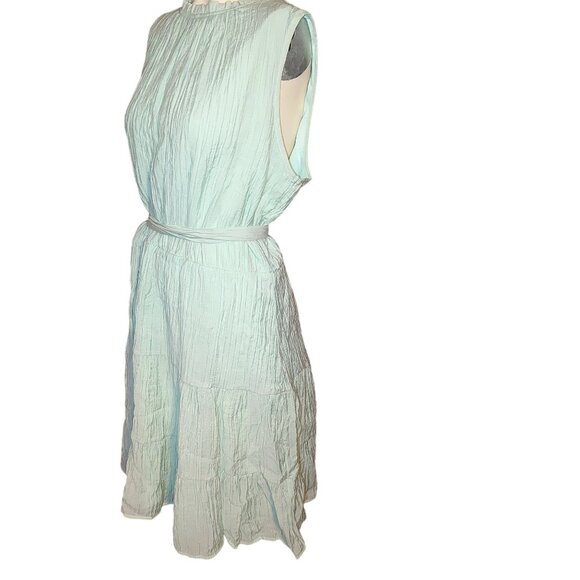 Womens Dress Size Large Mint Green Sleeveless Boho Peasant Ruffle Casual - Picture 3 of 6